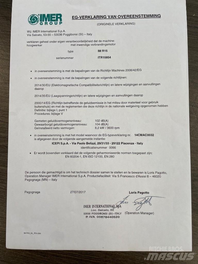 Imer IMR 15B Podnośniki przegubowe