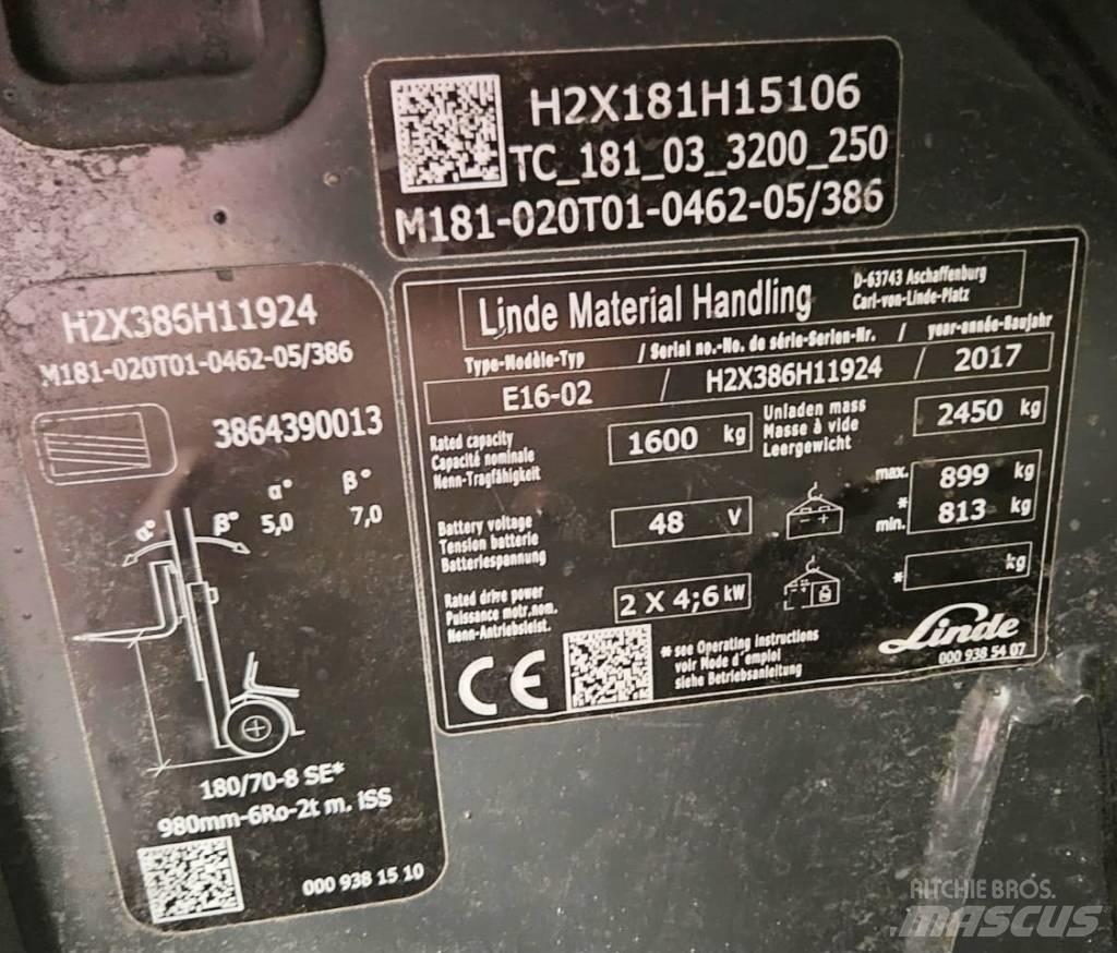 Linde E16-02 Wózki elektryczne