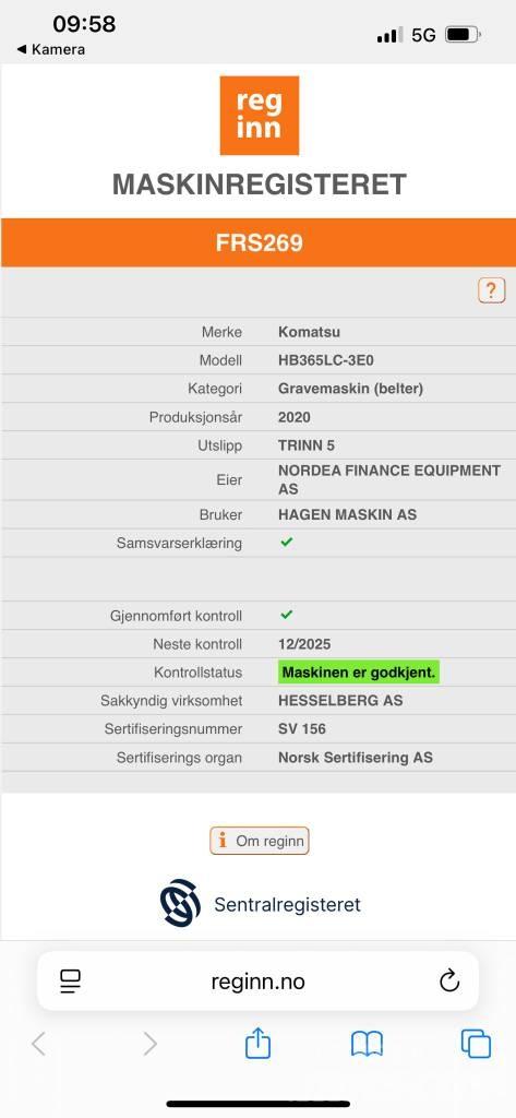 Komatsu HB365LC-3E0 Koparki gąsienicowe