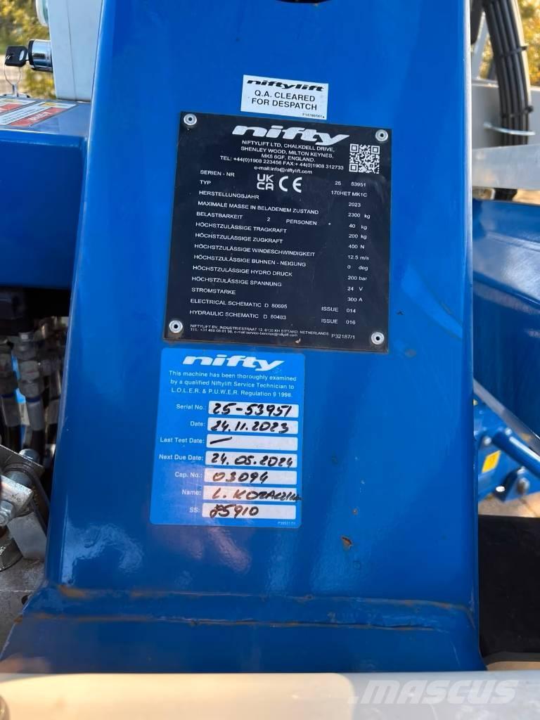 Niftylift 170 HET Podnośniki na przyczepach