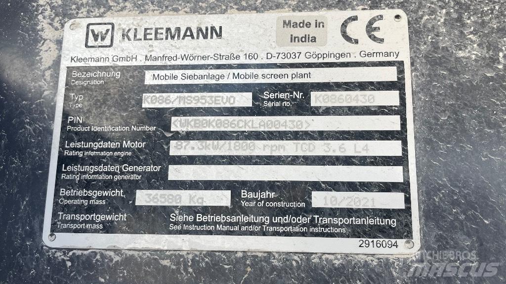 Kleemann 953 Przesiewacze
