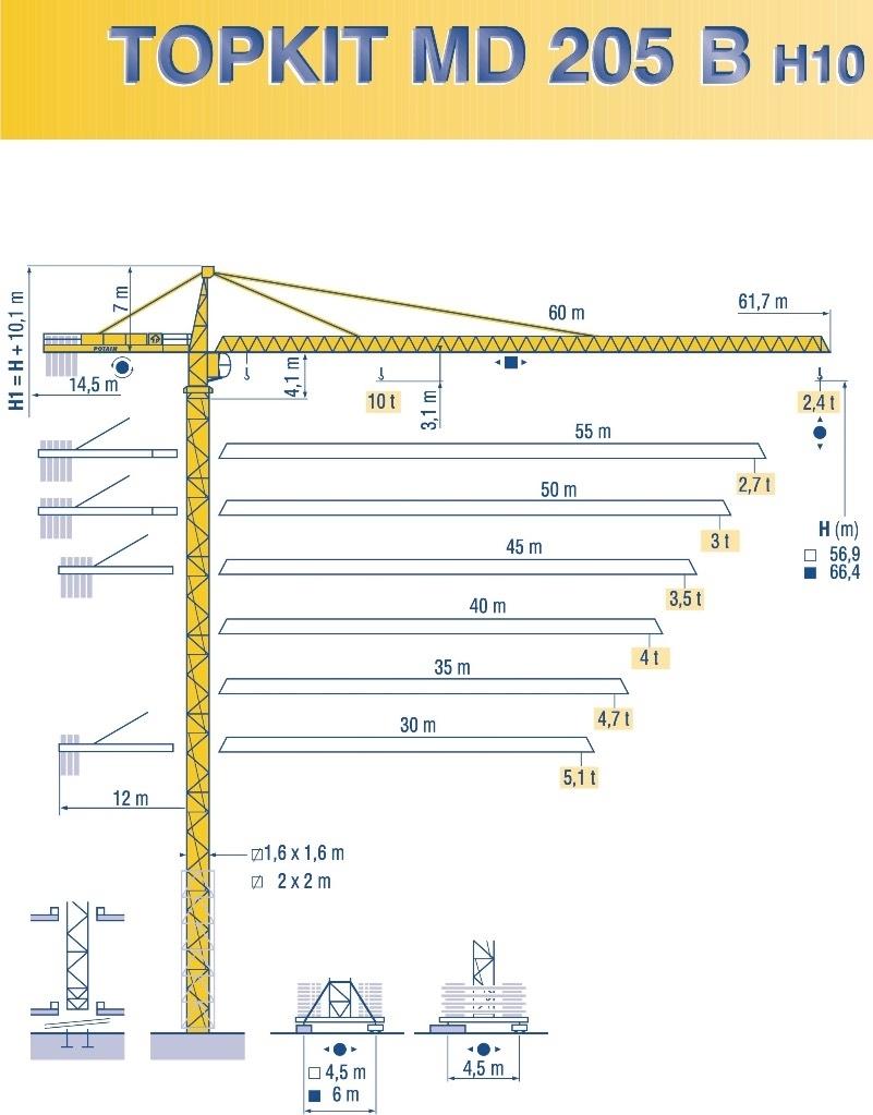 Potain MD 205 B H10 Żurawie wieżowe