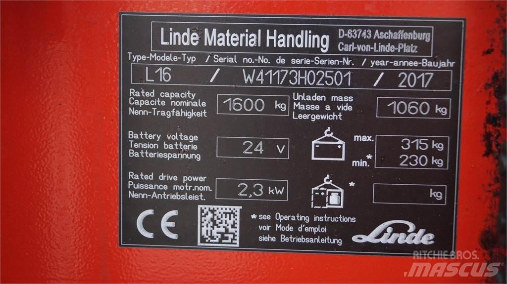 Linde L16i Wózki widłowe unoszące z dyszlem
