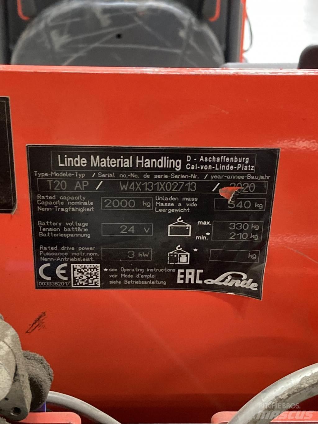 Linde T20AP kurz Wózki widłowe unoszące
