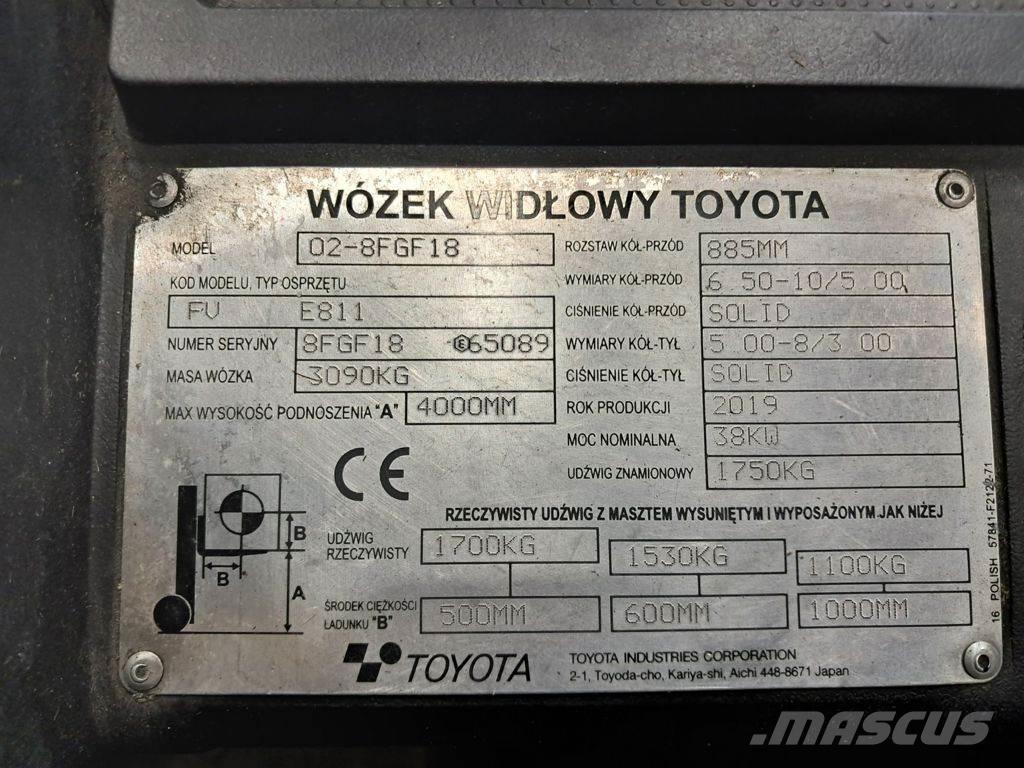 Toyota 02-8FGF18 Wózki LPG