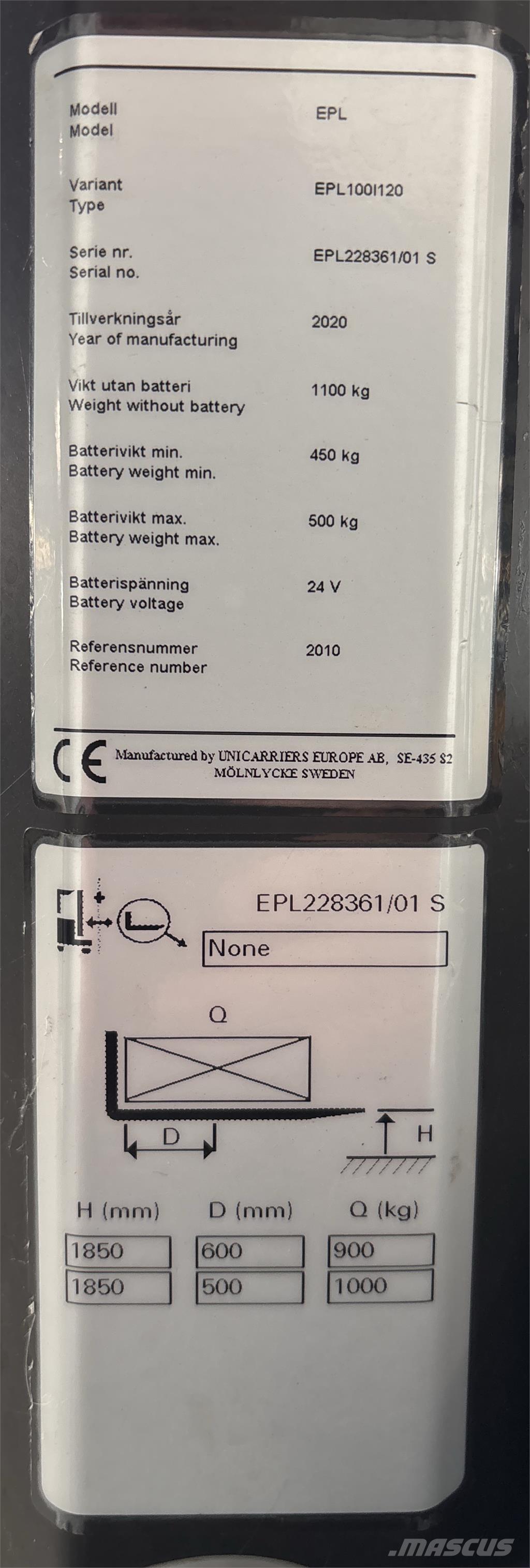 UniCarriers EPL100 Wózki kompletacyjne nisko unoszące