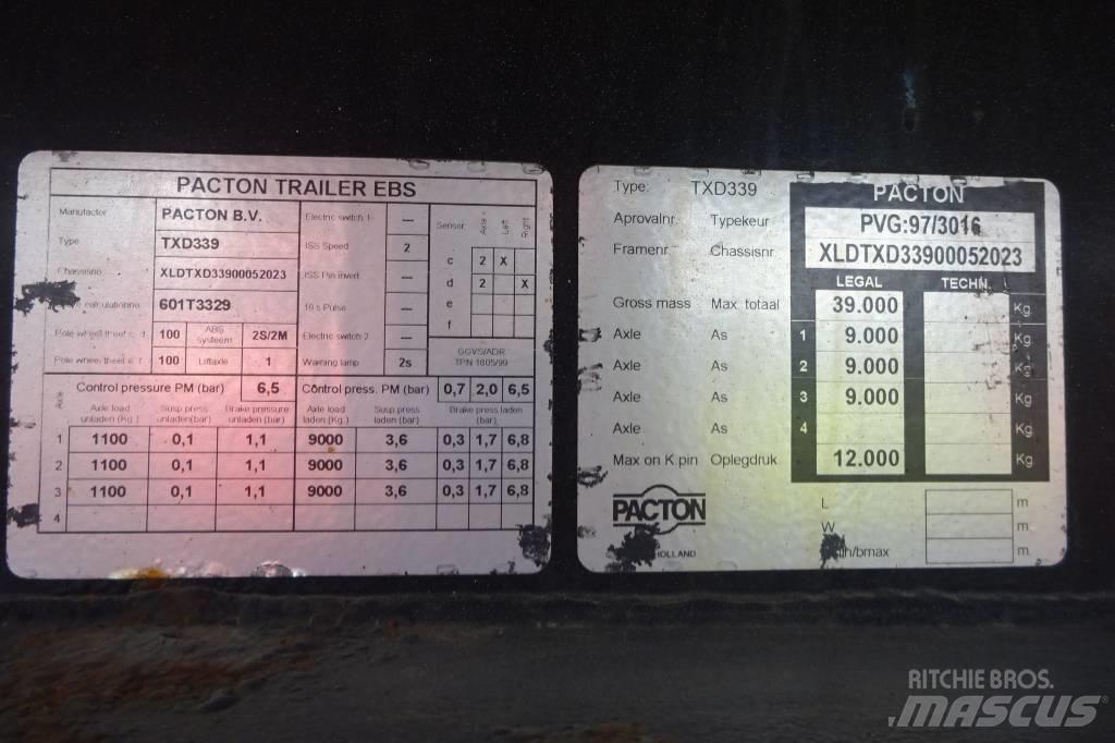 Pacton TXD339 Platformy / Naczepy z otwieranymi burtami