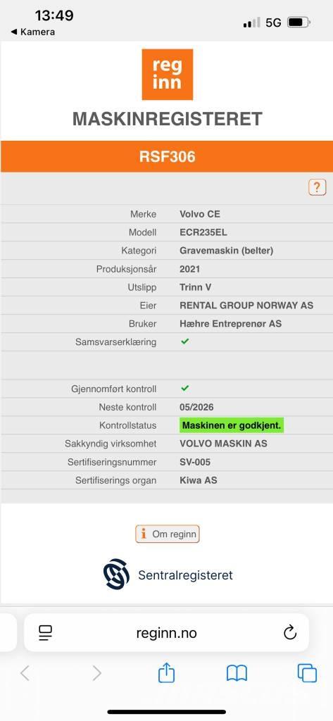Volvo ECR 235 EL Koparki gąsienicowe