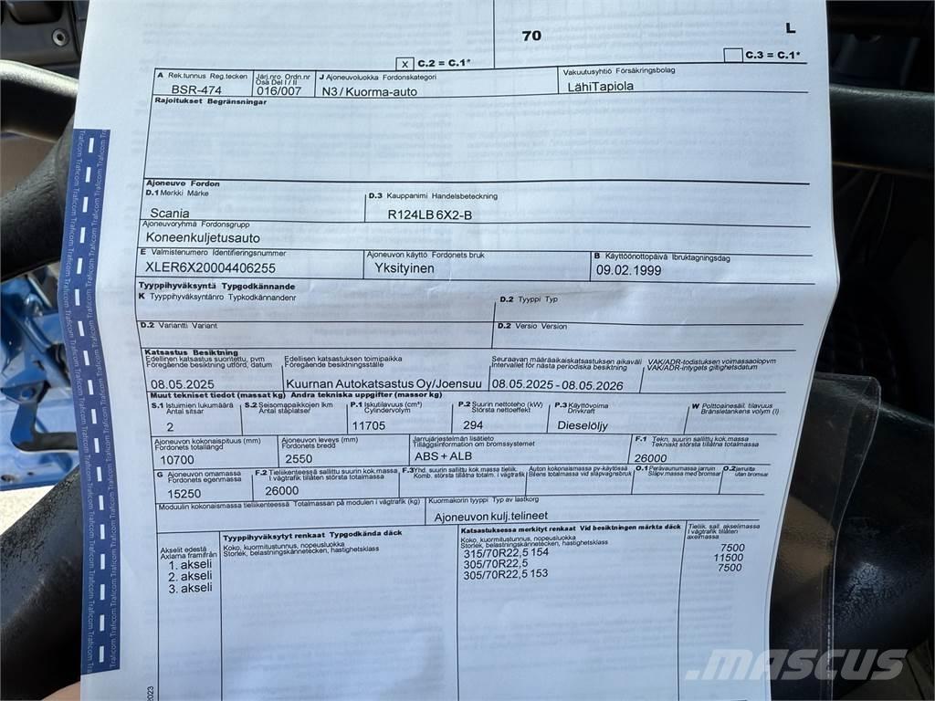 Scania R124 6X2 Żurawie samochodowe