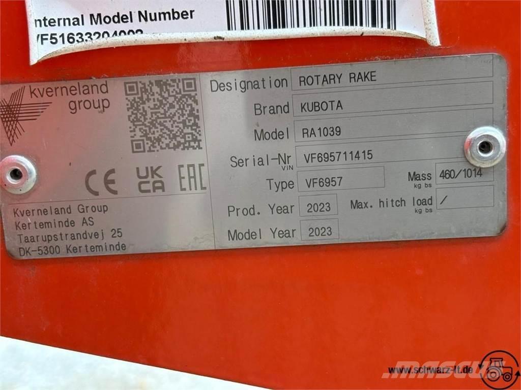 Kubota RA 1039 Ciągnikowe żniwiarki pokosowe