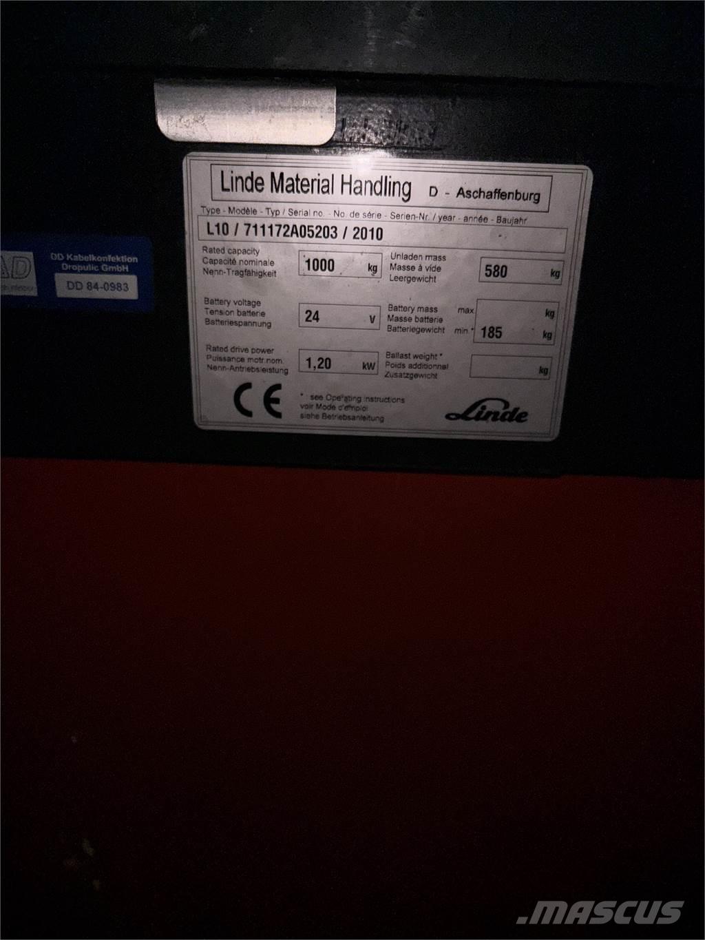 Linde L10 defekt Wózki widłowe unoszące z dyszlem