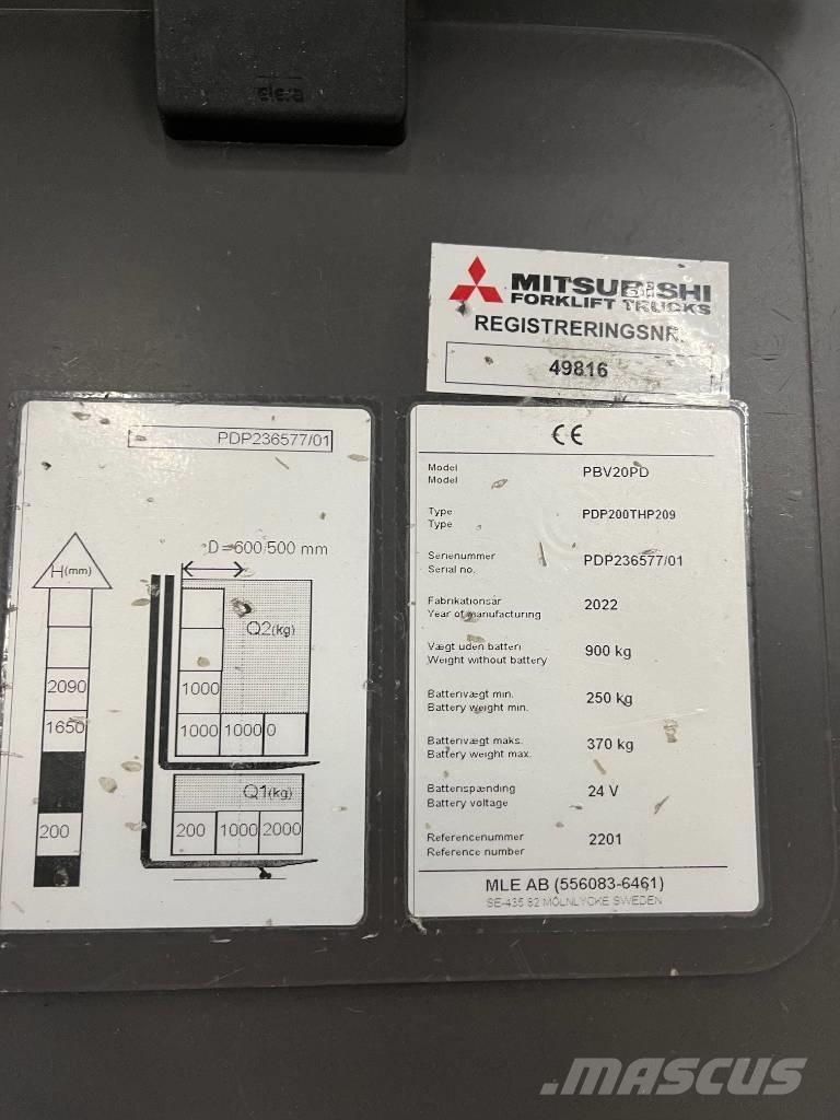 Mitsubishi PBV20PD Wózki widłowe unoszące z dyszlem