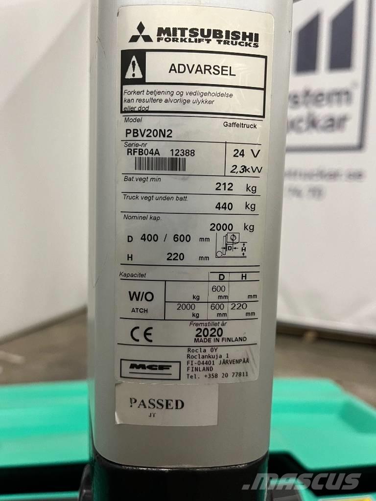 Mitsubishi PBV20N2 Wózki widłowe unoszące z dyszlem