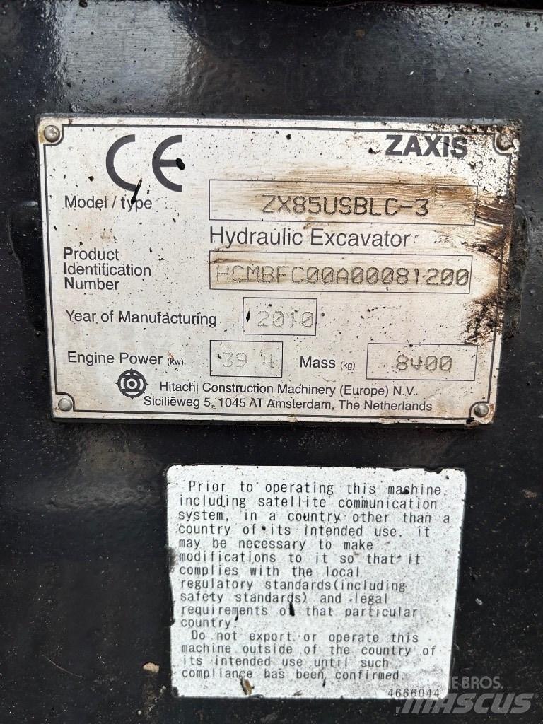 Hitachi Zaxis 85 USB Midikoparki  7t - 12t