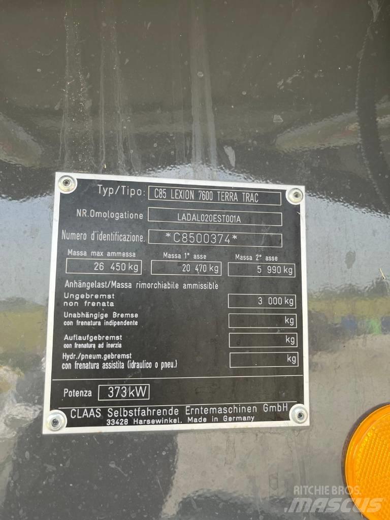 CLAAS LEXION 7600 TT Kombajny zbożowe