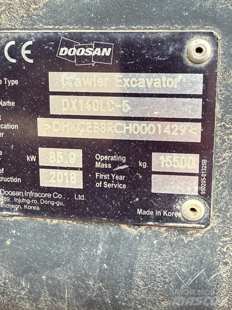 Doosan DX 140 LC Koparki gąsienicowe
