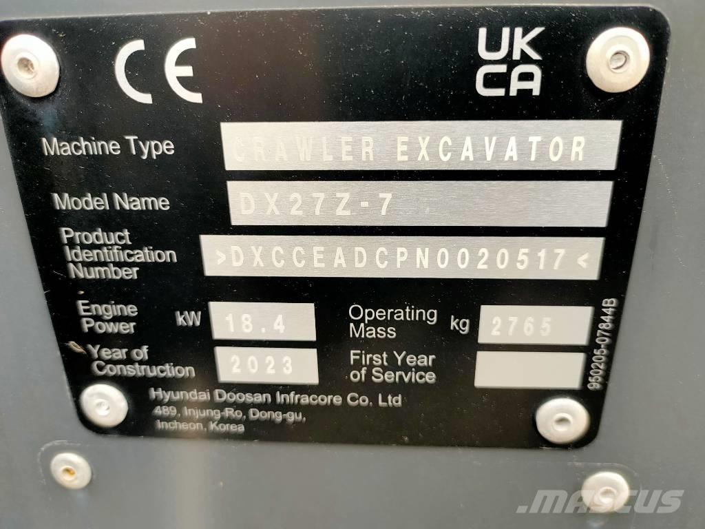 Doosan DX 27 Z Minikoparki