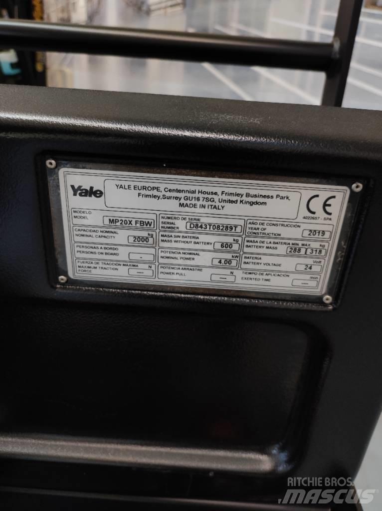 Yale MP20X Wózki widłowe unoszące z platformą dla operatora