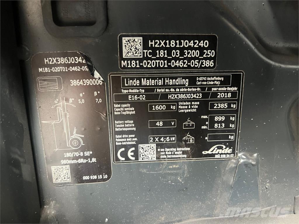Linde E16 Wózki elektryczne