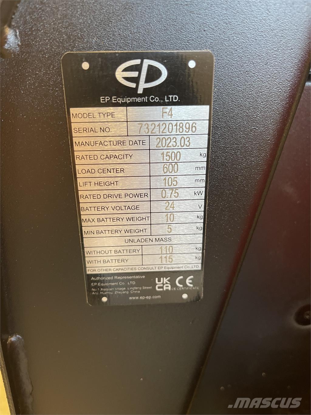 EP Equipment F4 Wózki widłowe unoszące z dyszlem