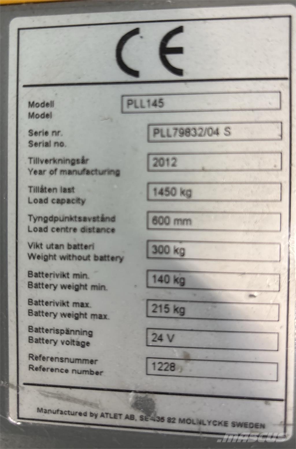 Atlet PLL145 Wózki widłowe unoszące z dyszlem
