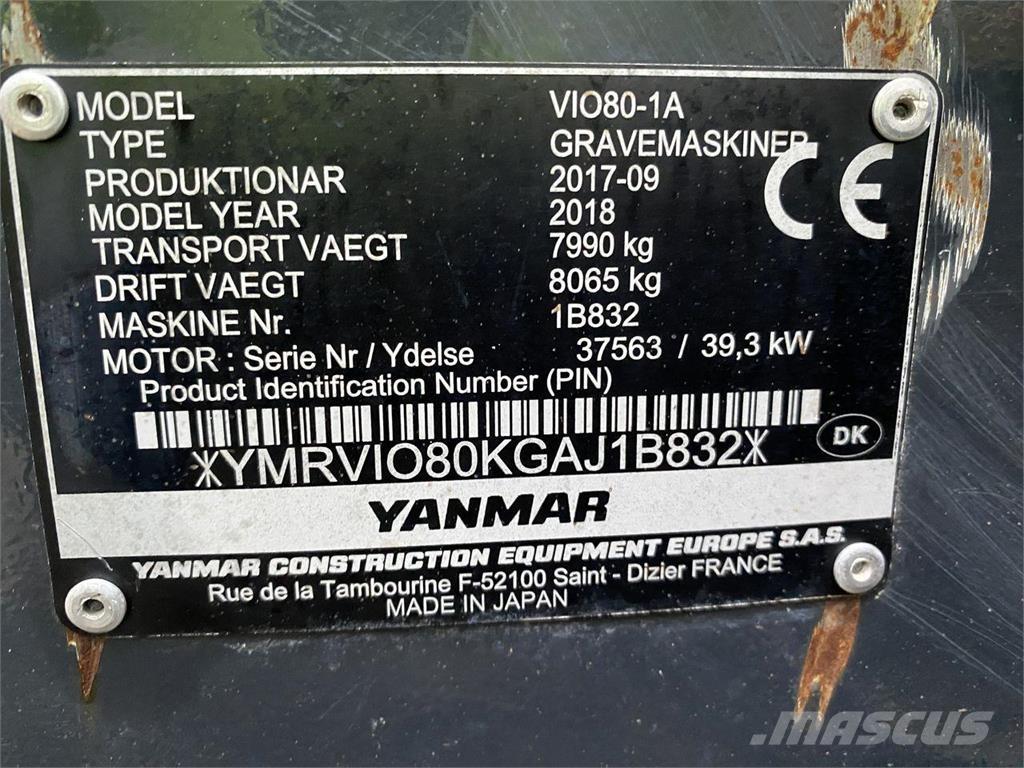 Yanmar VIO80-1A Koparki kołowe