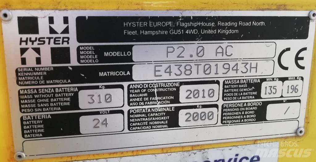 Hyster P2.0 Wózki widłowe unoszące