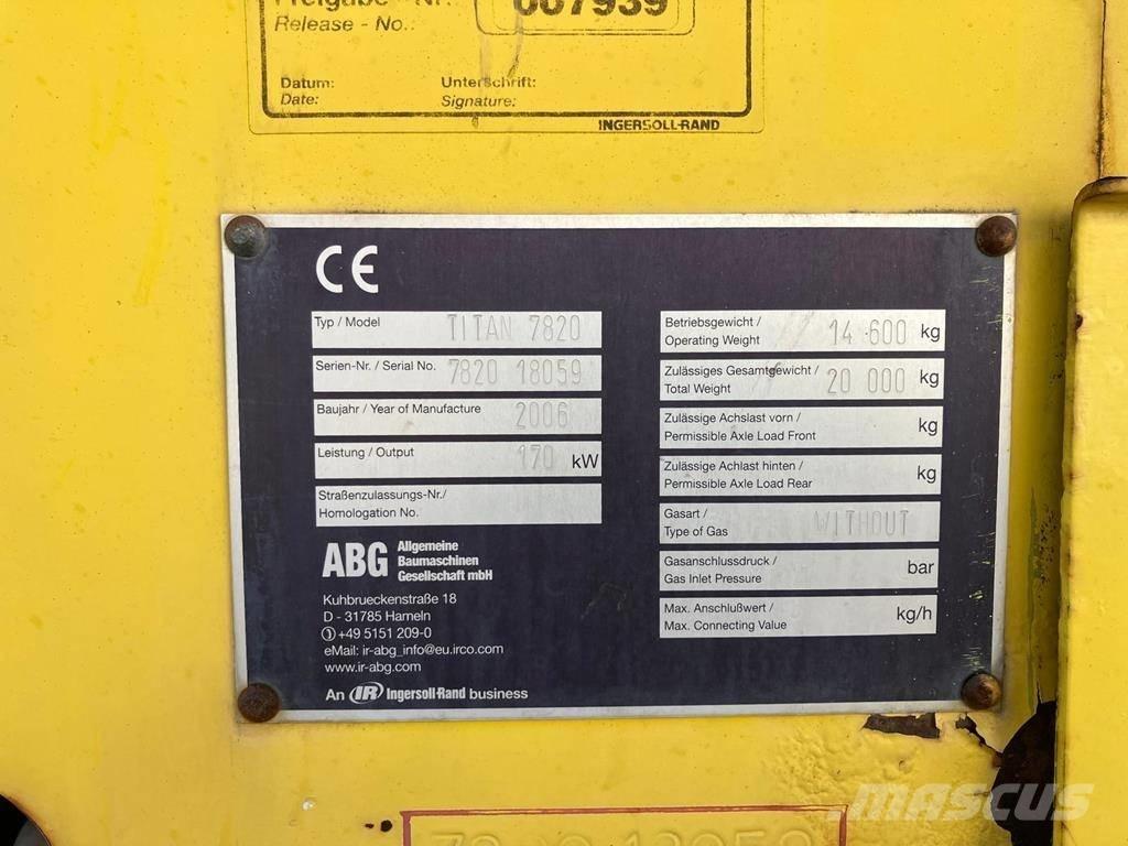 Volvo ABG 7820 Rozściełacze do asfaltu