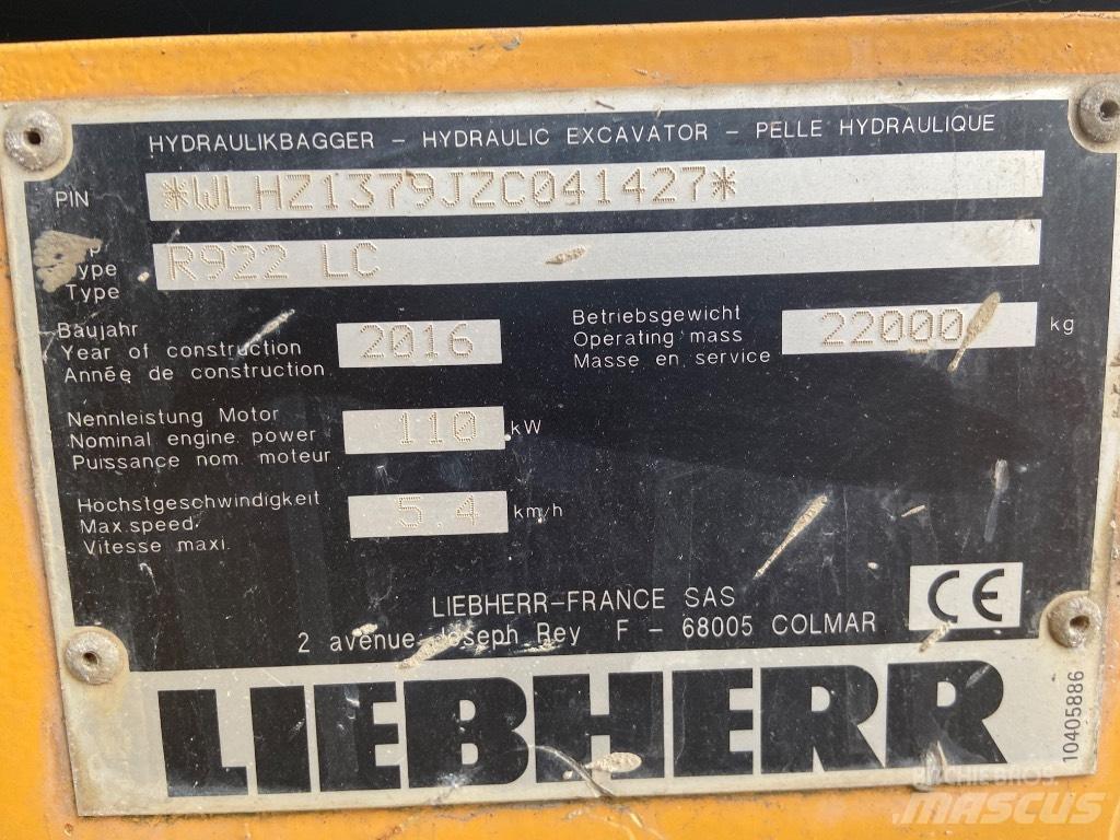 Liebherr R 922LC Koparki gąsienicowe