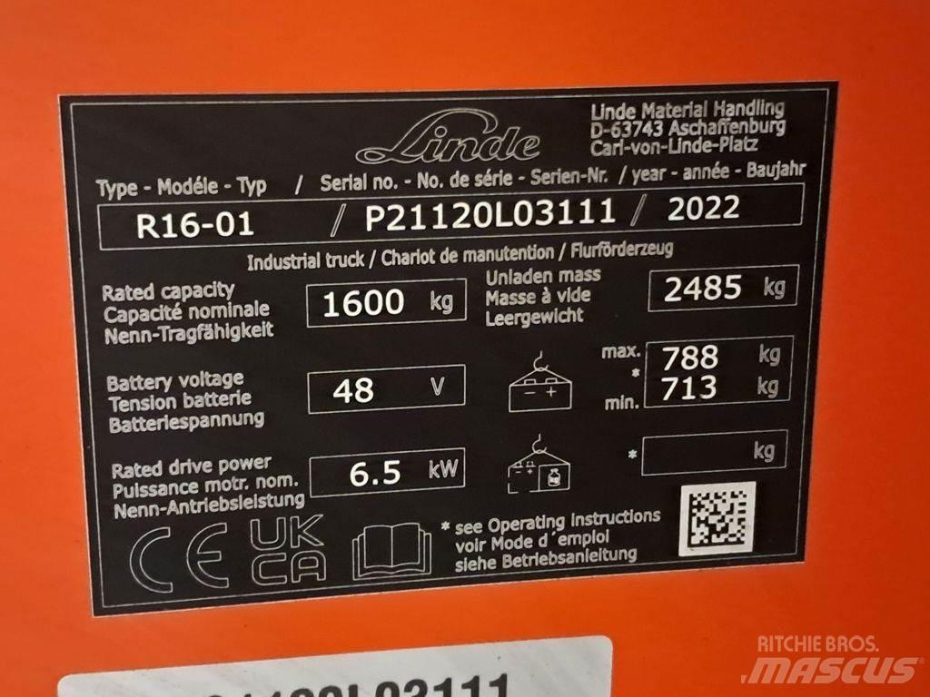 Linde R16-01 Wózki widłowe wysokiego składowania