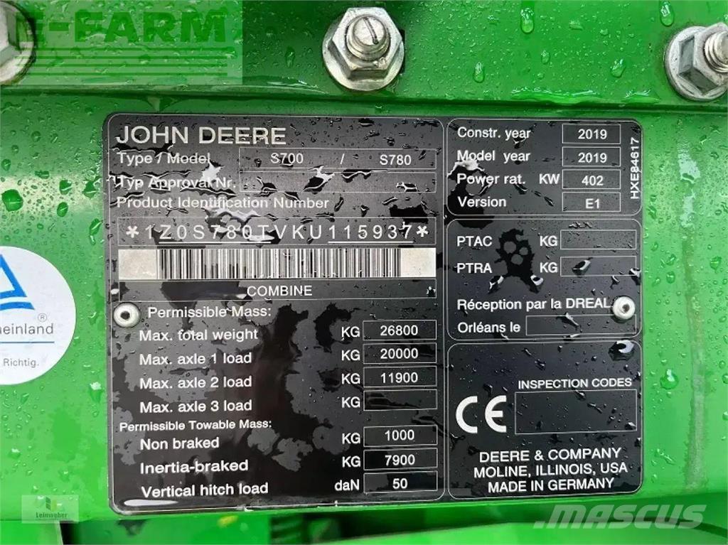 John Deere s 780i Kombajny zbożowe