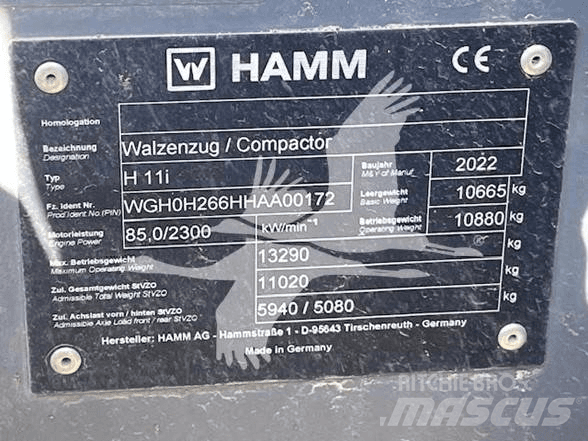 Hamm H11i Walce jednobębnowe