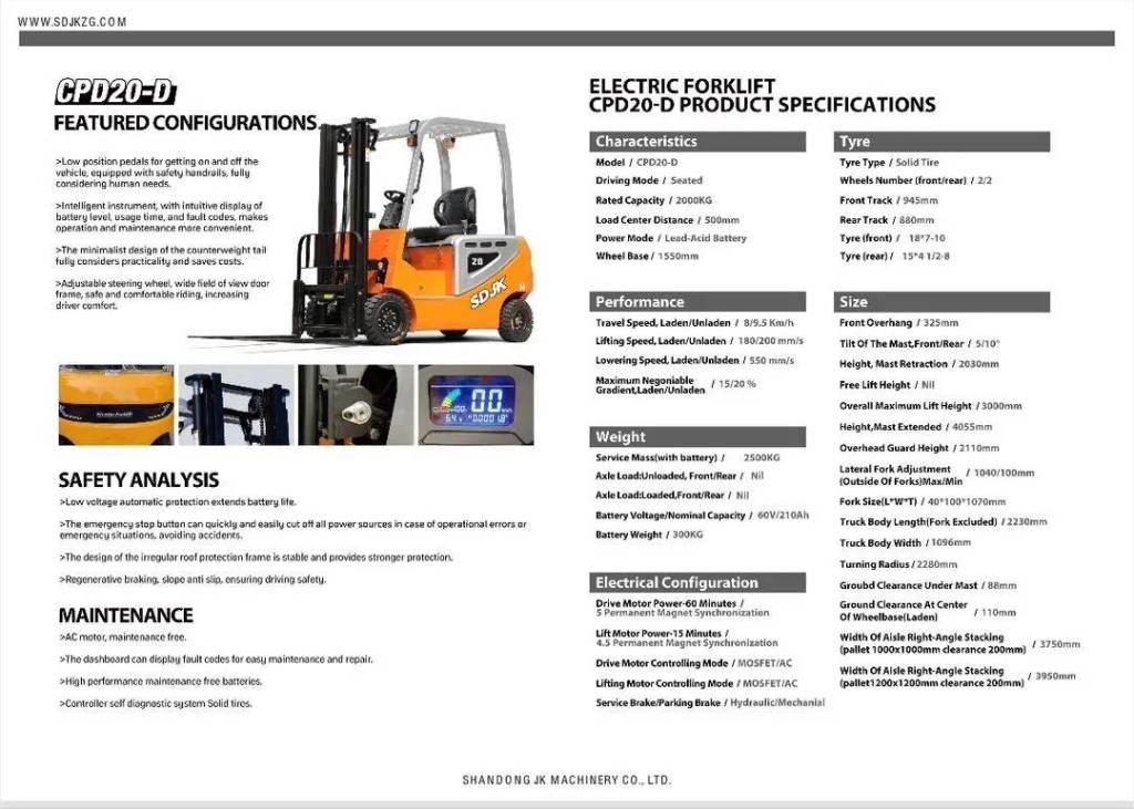  SDJK CPD 20 Electric Wózki elektryczne