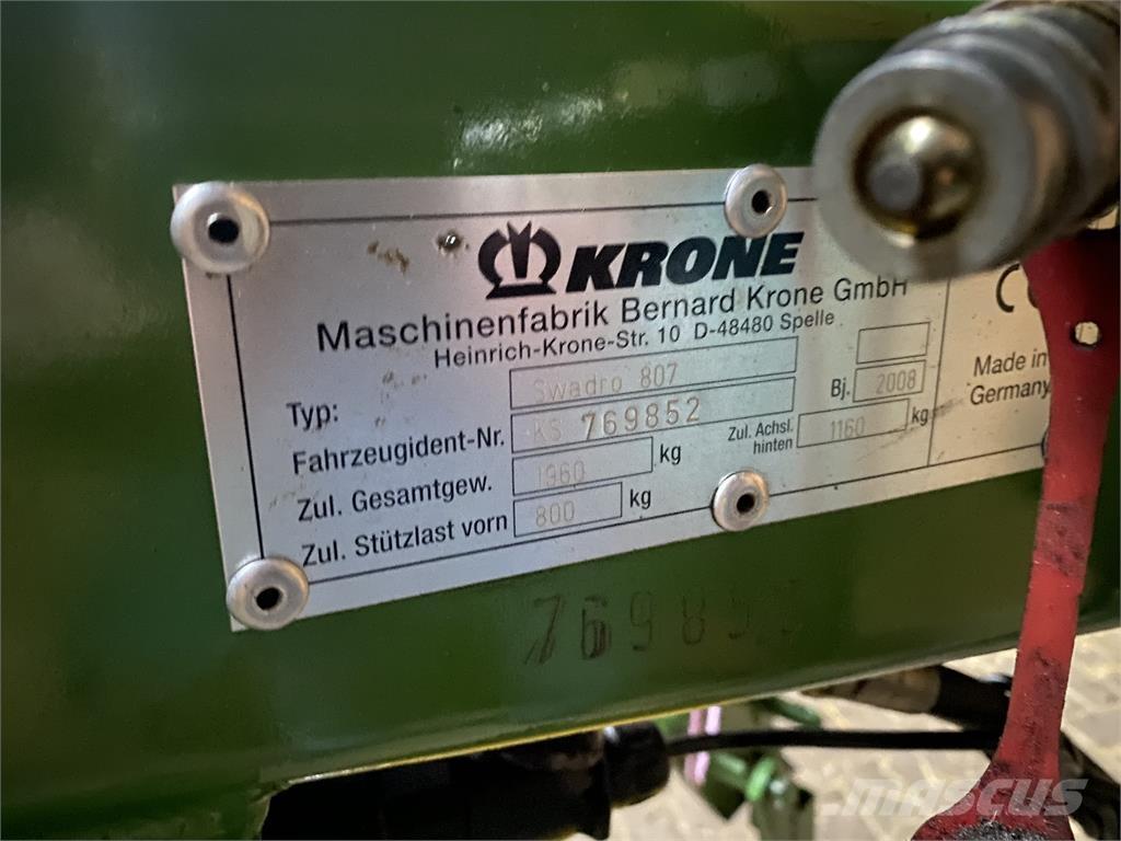 Krone Swadro 807 Zgrabiarki i przetrząsacze