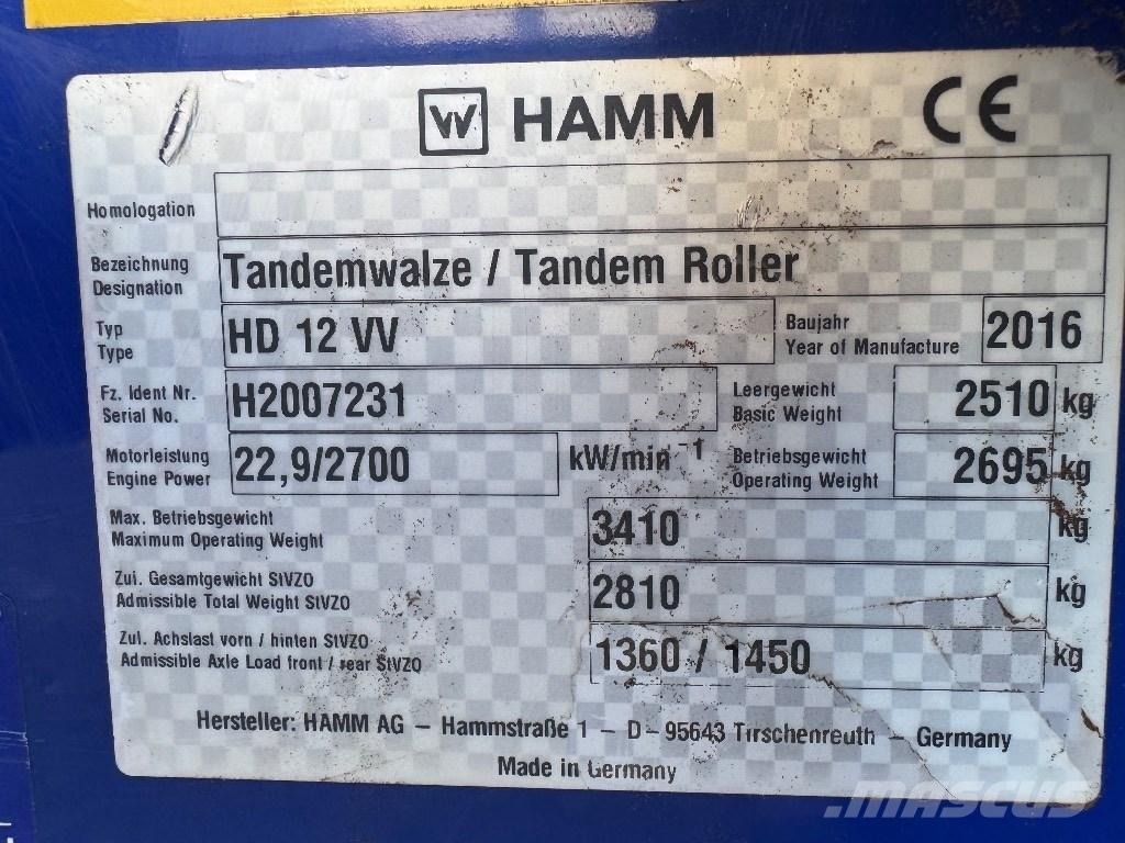 Hamm HD 12 VV Walce dwubębnowe