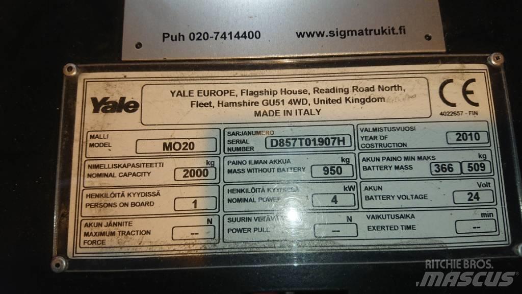 Yale MO20 Wózki kompletacyjne nisko unoszące