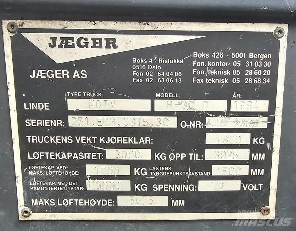 Linde H 30 D Wózki Diesla