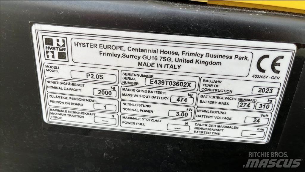 Hyster P 2.0 S Wózki widłowe unoszące