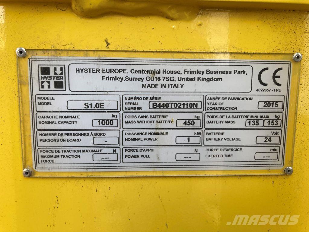 Hyster S 1.0E Wózki widłowe unoszące z dyszlem