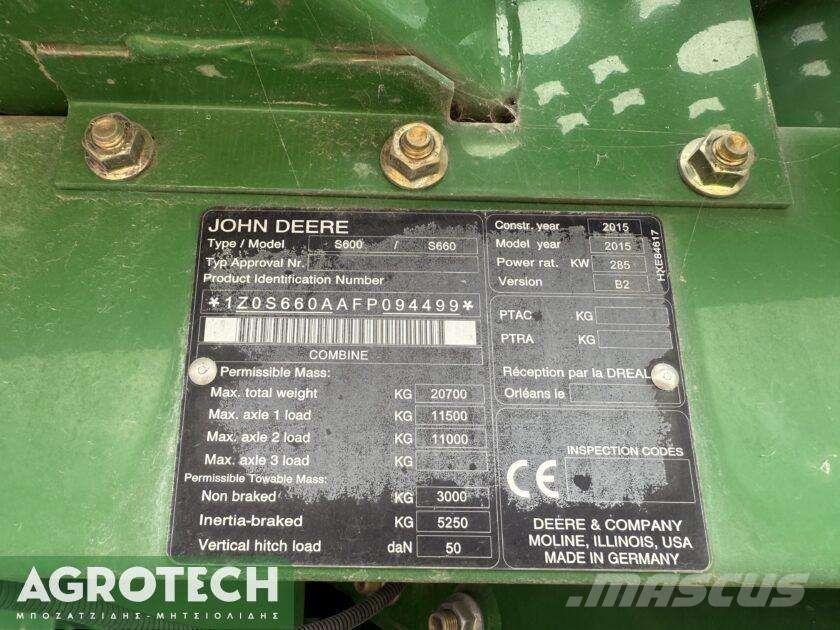 John Deere S660i Ciągniki rolnicze