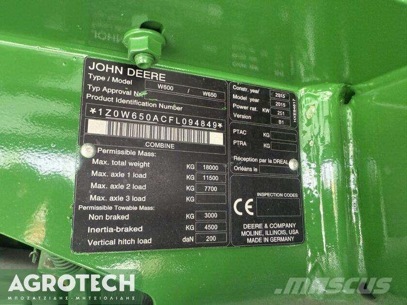 John Deere W650 Ciągniki rolnicze