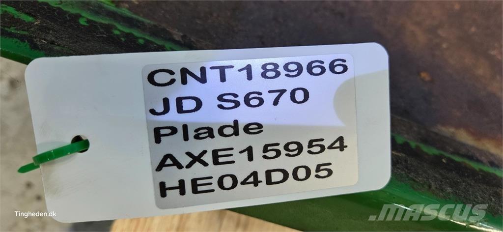 John Deere S670 Akcesoria do kombajnów zbożowych