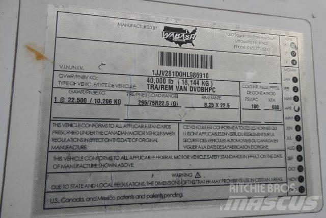 Wabash DVDBHPC Przyczepy ze skrzynią zamkniętą