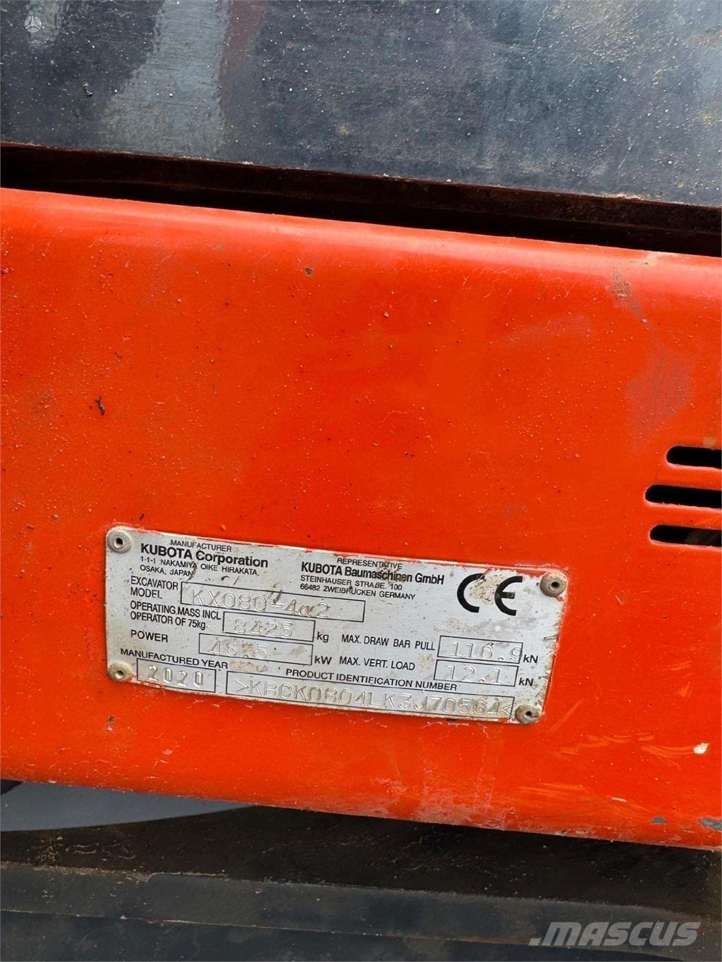 Kubota KX080-4a2 Koparki gąsienicowe