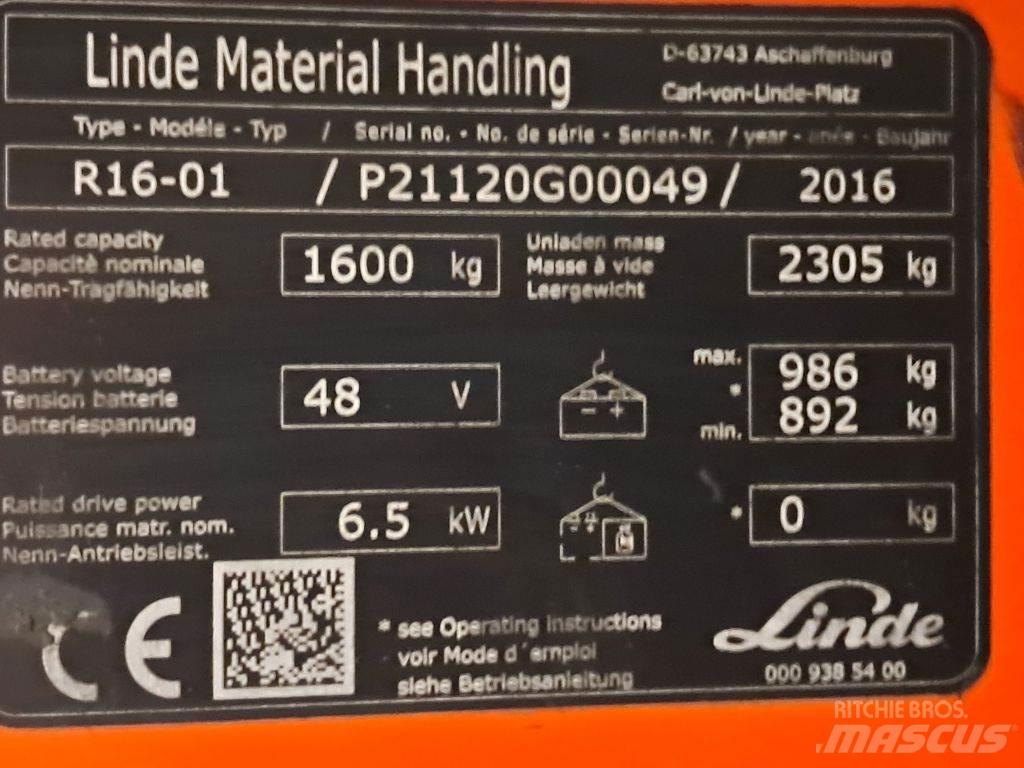 Linde R16-01 Wózki widłowe wysokiego składowania