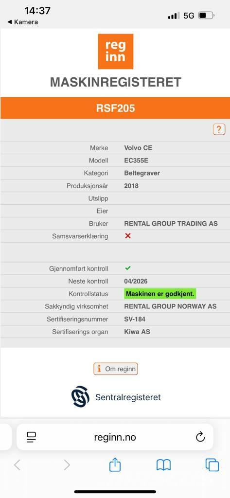 Volvo ECR355EL Koparki gąsienicowe