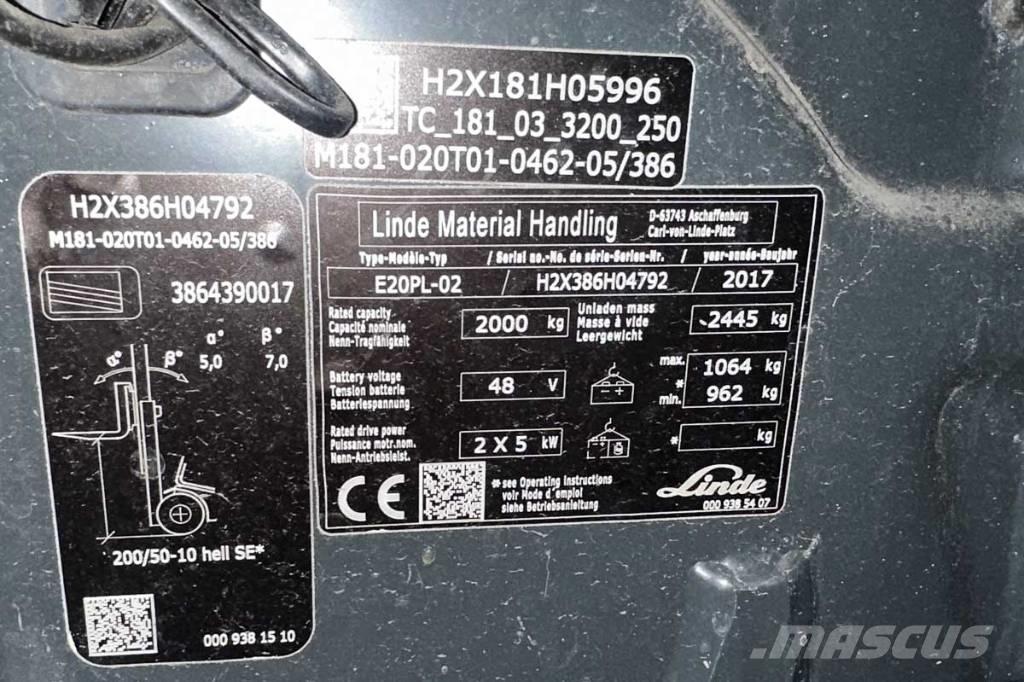 Linde E 20 PL Wózki elektryczne