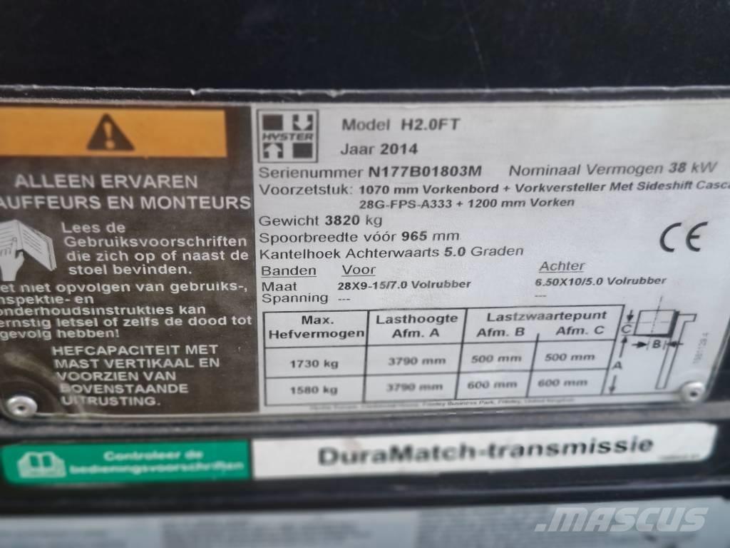 Hyster H 2.0 FT Wózki LPG