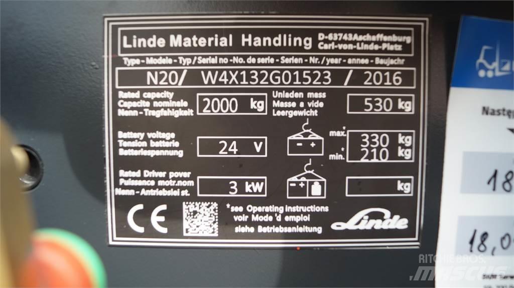 Linde N20 kurz Wózki kompletacyjne nisko unoszące