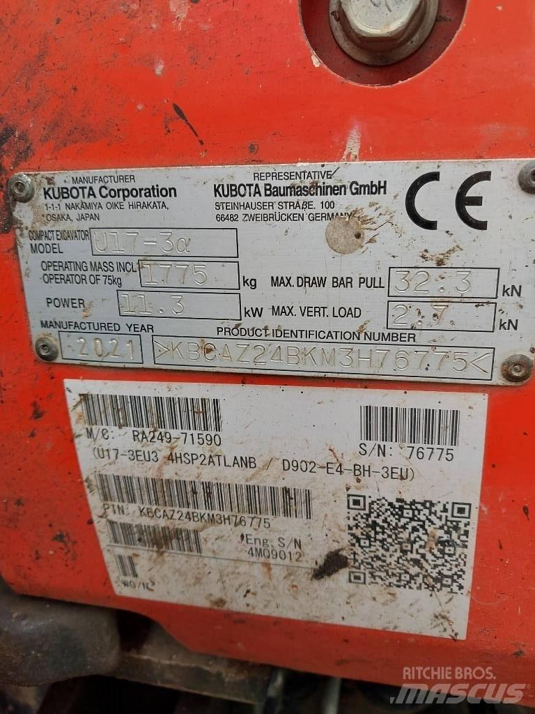 Kubota U 17-3N Minikoparki